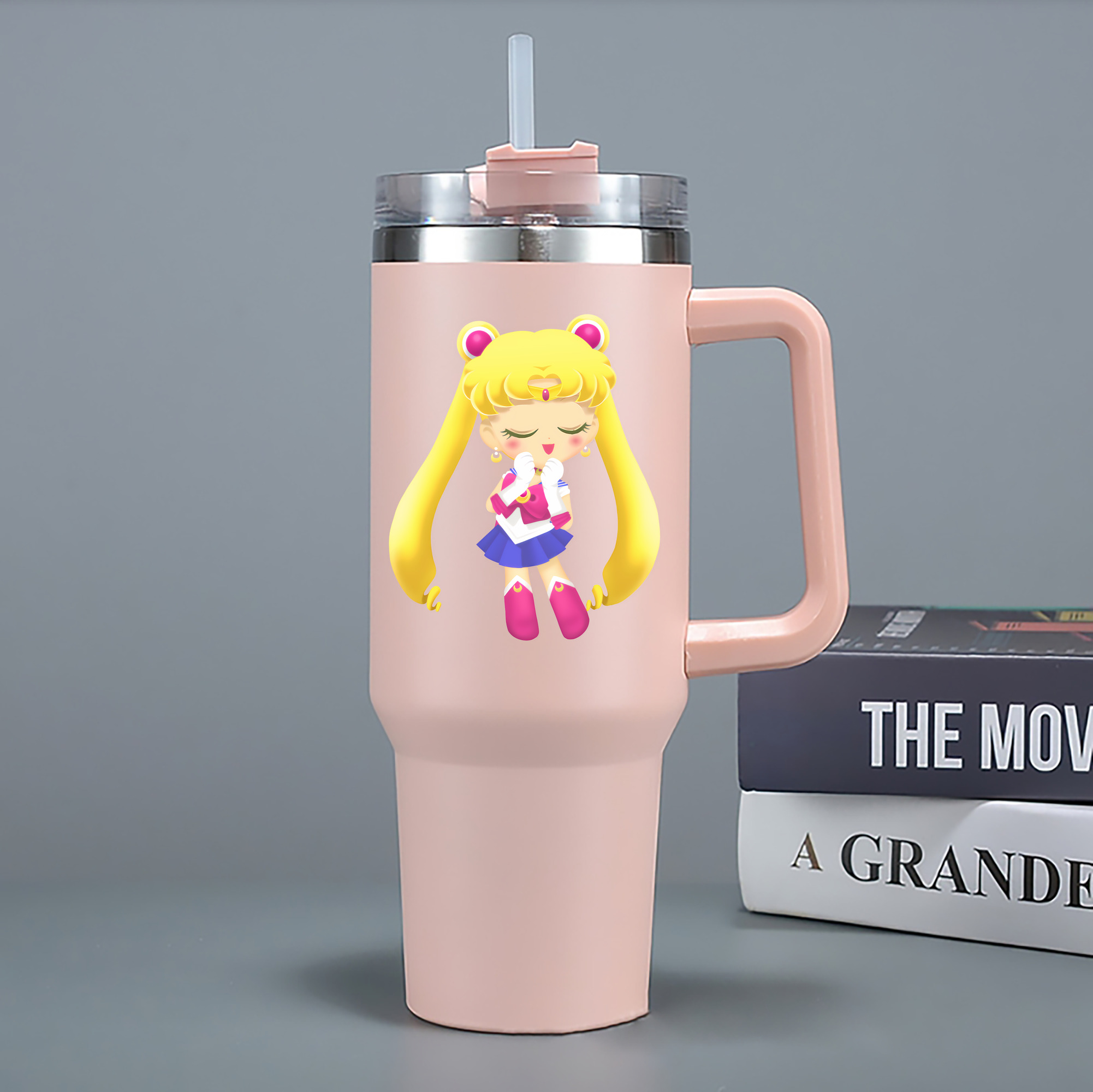 （画像用） 美少女戦士セーラームーン 月野 うさぎ つきの うさぎ Sailor Moon Tsukino Usagi 1200mL車用タンブラー - クリスタルステッカー（プラスチックストロー付き）